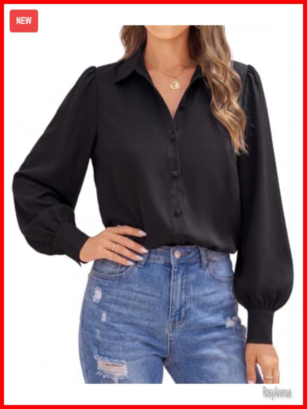 Womens Button Down Blouse Long Sleeve Polyester Dressy Casual Work Top